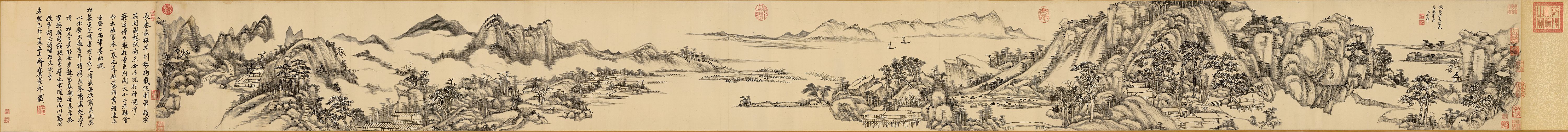 De Fuchun-bergen door Wang Yuanqi, handrol uit 1699