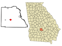 Location in Wilcox County and the state of Georgia