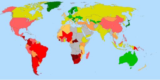 World Map Gini coefficient