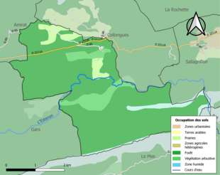 Carte en couleurs présentant l'occupation des sols.