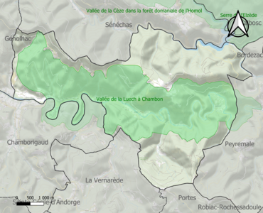 Carte de la ZNIEFF de type 1 sur la commune.