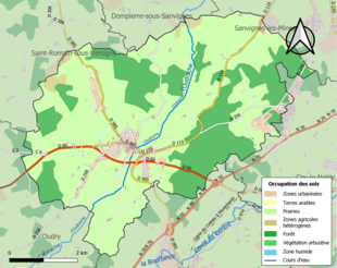 Carte en couleurs présentant l'occupation des sols.