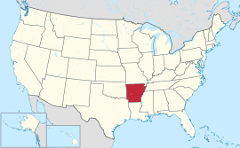 Map of the United States with Arkansas highlighted