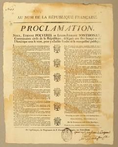 Étienne Polverel et Léger-Félicité Sonthonax Proclamation des commissaires civils de la République, 11 juillet 1793, 1793    