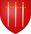 Blason : famille de Péguilhan : De gueules à trois épées accostées d'argent garnies d'or les pointes en bas[45].