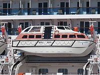 Lifeboat dually used as a tender boat on Costa Mediterranea