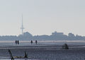 Blick vom Watt bei Duhnen zum Friedrich-Clemens-Gerke-Turm