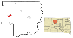 Location in Dewey County and the state of South Dakota