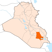 Umístění guvernorátu Dhíkár v Iráku