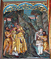 Taufe Jesu durch Johannes den Täufer. Detail des Altars in der Filialkirche von Usterling. Mit der ältesten bekannten Darstellung des Felsens, um 1500.