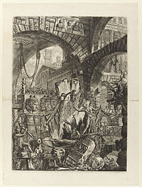 Джованни Баттиста Пиранези - Le Carceri d'Invenzione - Второе издание - 1761 - 02 - Человек на стойке.jpg
