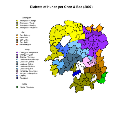 Hunan Dialects per Chen and Bao