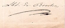 Signature de Louis VI Henri de Bourbon-Condé