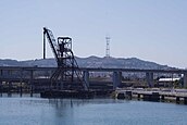 Islais Creek, with an abandoned, five storey high copra crane shown