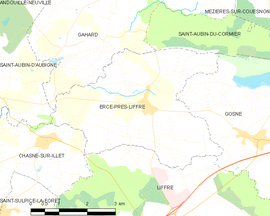 Mapa obce Ercé-près-Liffré