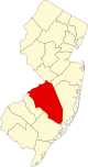 State map highlighting Burlington County