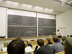 Students attend a lecture at a tertiary institution: Helsinki University of Technology Mathematics lecture at the Helsinki University of Technology.jpg