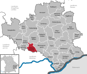 Poziția Mitterskirchen pe harta districtului Rottal-Inn
