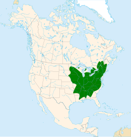 Panax quinquefolius range map