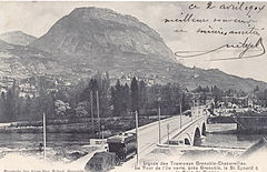 Lignes des Tramways Grenoble-Chapareillan - Le Pont de l'Ile verte, près Grenoble, le St-Eynard & la Dent de Crolles