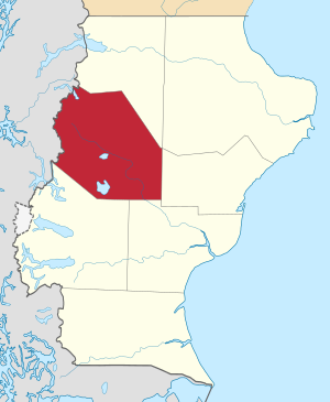 Location of Río Chico Department in Santa Cruz Province.