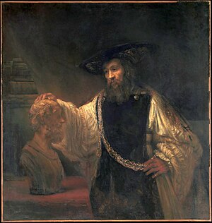 הציור "אריסטו מתבונן בפרוטומה של הומרוס" - ציור המתאר את אריסטו המביט בפרוטומה. היות הומרוס עיוור מודגשת בכך שבעוד שדמותו של אריסטו מוארת, דמותו של הומרוס נמצאת בחשיכה.