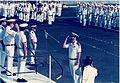 אל"ם רוני איכר מקבל את הפיקוד על שייטת ספינות הטילים, אוגוסט 1989.