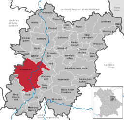 Läget för Schwandorf i Landkreis Schwandorf