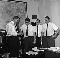 Donald Henderson as part of the CDC's smallpox eradication team in 1966 Smallpox eradication team.jpg