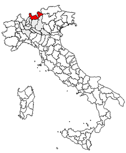 Kartet viser Provinsen Sondrios plassering i Italia