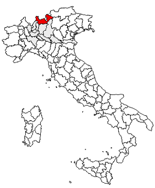 Karta över Italien med Provincia di Sondrio markerat