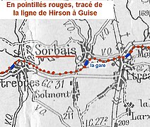 Tracé de la ligne autour de Sorbais.