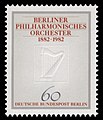 Selo de 0,60 marcos. 100 anos da Orquestra Filharmónica de Berlín. 1982