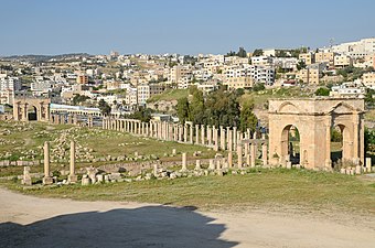 Porte nord, cardo maximus et tétrapyle nord.