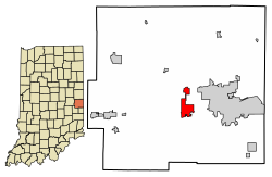 Location of Centerville in Wayne County, Indiana.