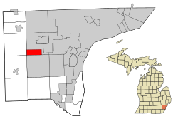 Location in Wayne County and the state of Michigan