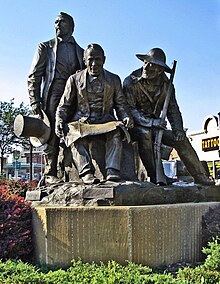 The Kansas City Pioneer Square monument in Westport features Pony Express founder Alexander Majors, Westport/Kansas City founder John Calvin McCoy, and Mountain-man Jim Bridger who owned Chouteau's Store. Westport Pioneers Statue.jpg