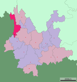 Location of Nujiang Prefecture in Yunnan