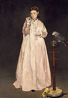 Jong vrou met papegaai deur Édouard Manet 1866