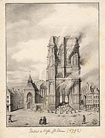 Église St-Etienne en feu en 1792