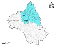 Pruines dans l'arrondissement de Rodez en 2020.