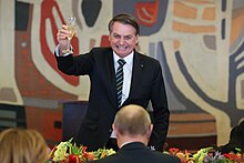 Brazilian president Jair Bolsonaro welcoming the BRICS leaders 14 11 2019 Almoco oferecido aos Lideres do BRICS (49066061897).jpg