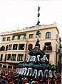 Primul pilar de vuit descarregat în istoria turnurilor umane, Castellers de Vilafranca, 28/09/1997