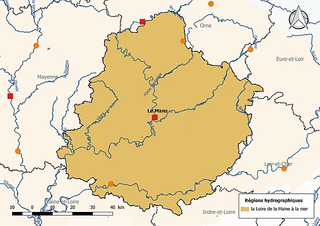 La Sarthe est entièrement incluse dans une seule région hydrographique.