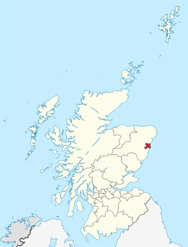 スコットランドにおけるアバディーン市の位置の位置図