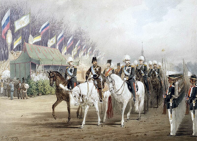 Dosiero:Alexander II of Russia and Naser al-Din Shah Qajar by M.Zichy (1874, Hermitage).jpg