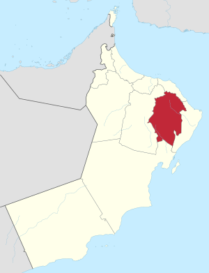 Localização da Província Nordeste em Omã