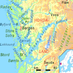Carte du Hardangerfjord.