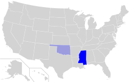 Choctaw language spread in the United States.