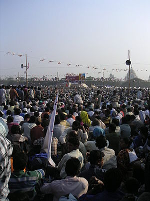 Huge rallies like this one in Kolkata are comm...